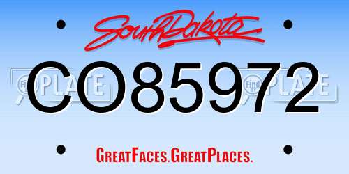CO85972 South Dakota License Plate