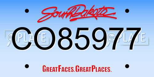 CO85977 South Dakota License Plate