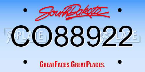 CO88922 South Dakota License Plate