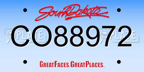 CO88972 South Dakota License Plate