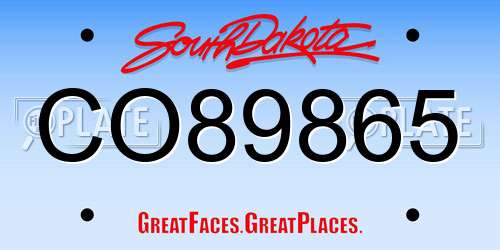 CO89865 South Dakota License Plate