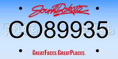 CO89935 South Dakota License Plate