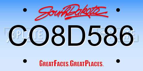 CO8D586 South Dakota License Plate