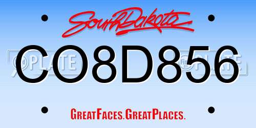 CO8D856 South Dakota License Plate