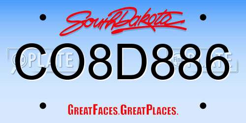 CO8D886 South Dakota License Plate