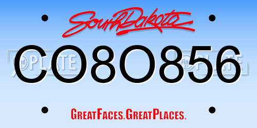 CO8O856 South Dakota License Plate