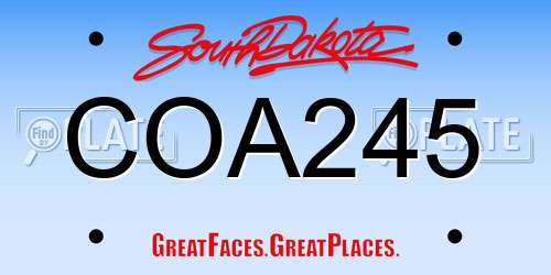 COA245 South Dakota License Plate