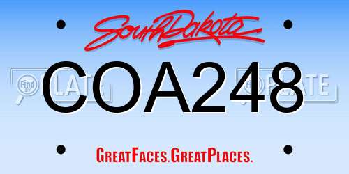 COA248 South Dakota License Plate