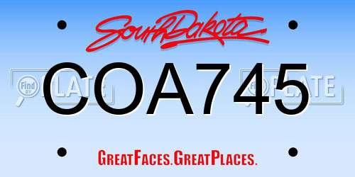 COA745 South Dakota License Plate