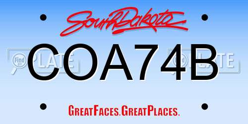 COA74B South Dakota License Plate