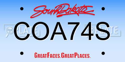 COA74S South Dakota License Plate