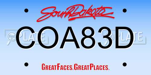 COA83D South Dakota License Plate