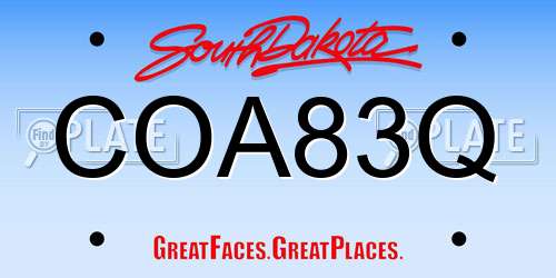 COA83Q South Dakota License Plate