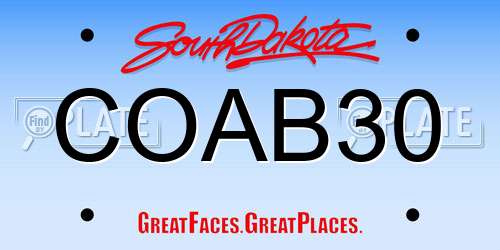 COAB30 South Dakota License Plate