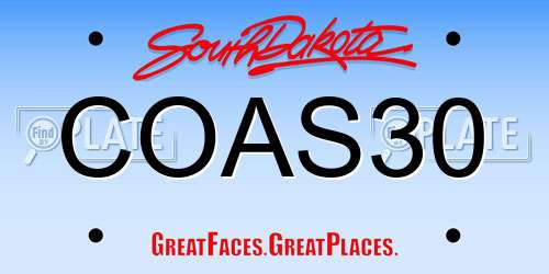 COAS30 South Dakota License Plate