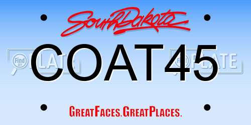 COAT45 South Dakota License Plate