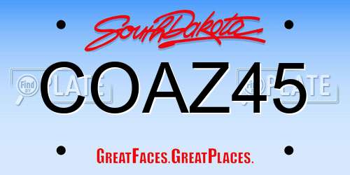 COAZ45 South Dakota License Plate
