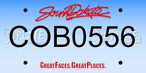 COB0556 South Dakota License Plate