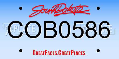 COB0586 South Dakota License Plate