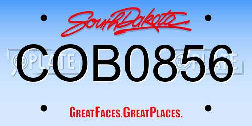 COB0856 South Dakota License Plate