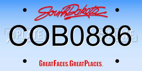 COB0886 South Dakota License Plate