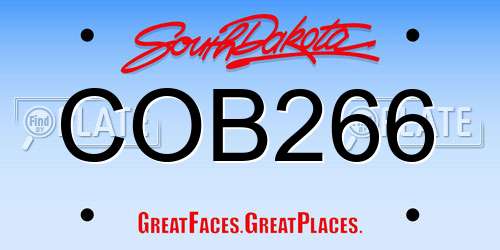 COB266 South Dakota License Plate