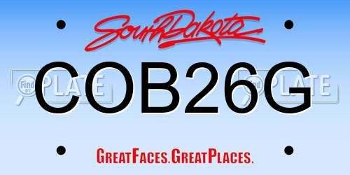 COB26G South Dakota License Plate