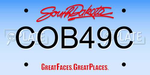 COB49C South Dakota License Plate