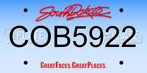 COB5922 South Dakota License Plate