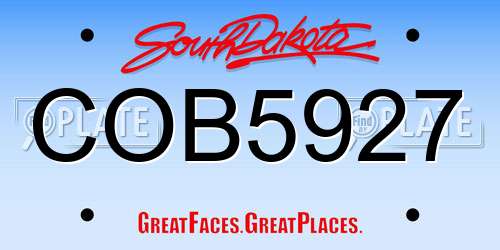 COB5927 South Dakota License Plate