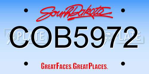 COB5972 South Dakota License Plate