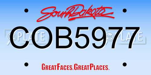 COB5977 South Dakota License Plate