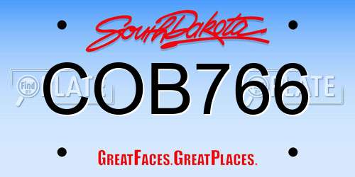 COB766 South Dakota License Plate