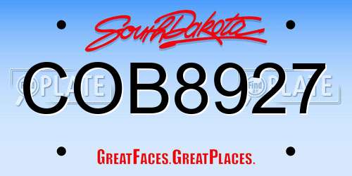 COB8927 South Dakota License Plate