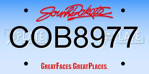 COB8977 South Dakota License Plate