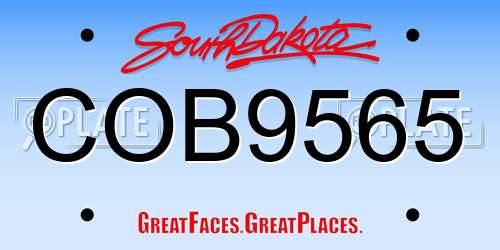COB9565 South Dakota License Plate