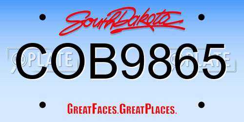 COB9865 South Dakota License Plate
