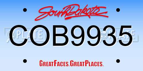 COB9935 South Dakota License Plate