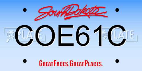 COE61C South Dakota License Plate