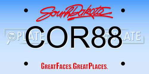 COR88 South Dakota License Plate