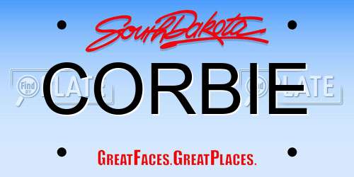 CORBIE South Dakota License Plate