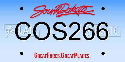 COS266 South Dakota License Plate
