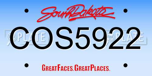 COS5922 South Dakota License Plate