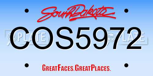 COS5972 South Dakota License Plate