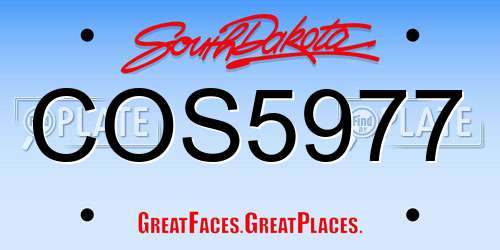 COS5977 South Dakota License Plate