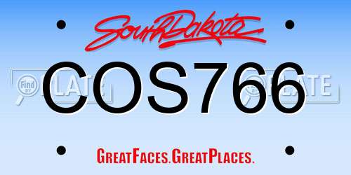 COS766 South Dakota License Plate