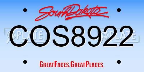 COS8922 South Dakota License Plate