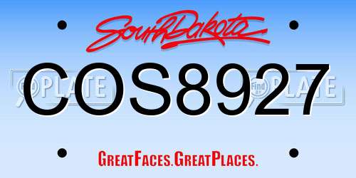 COS8927 South Dakota License Plate