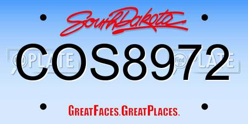 COS8972 South Dakota License Plate