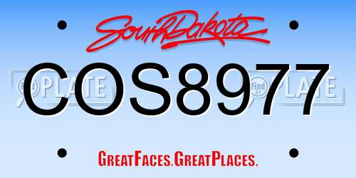 COS8977 South Dakota License Plate